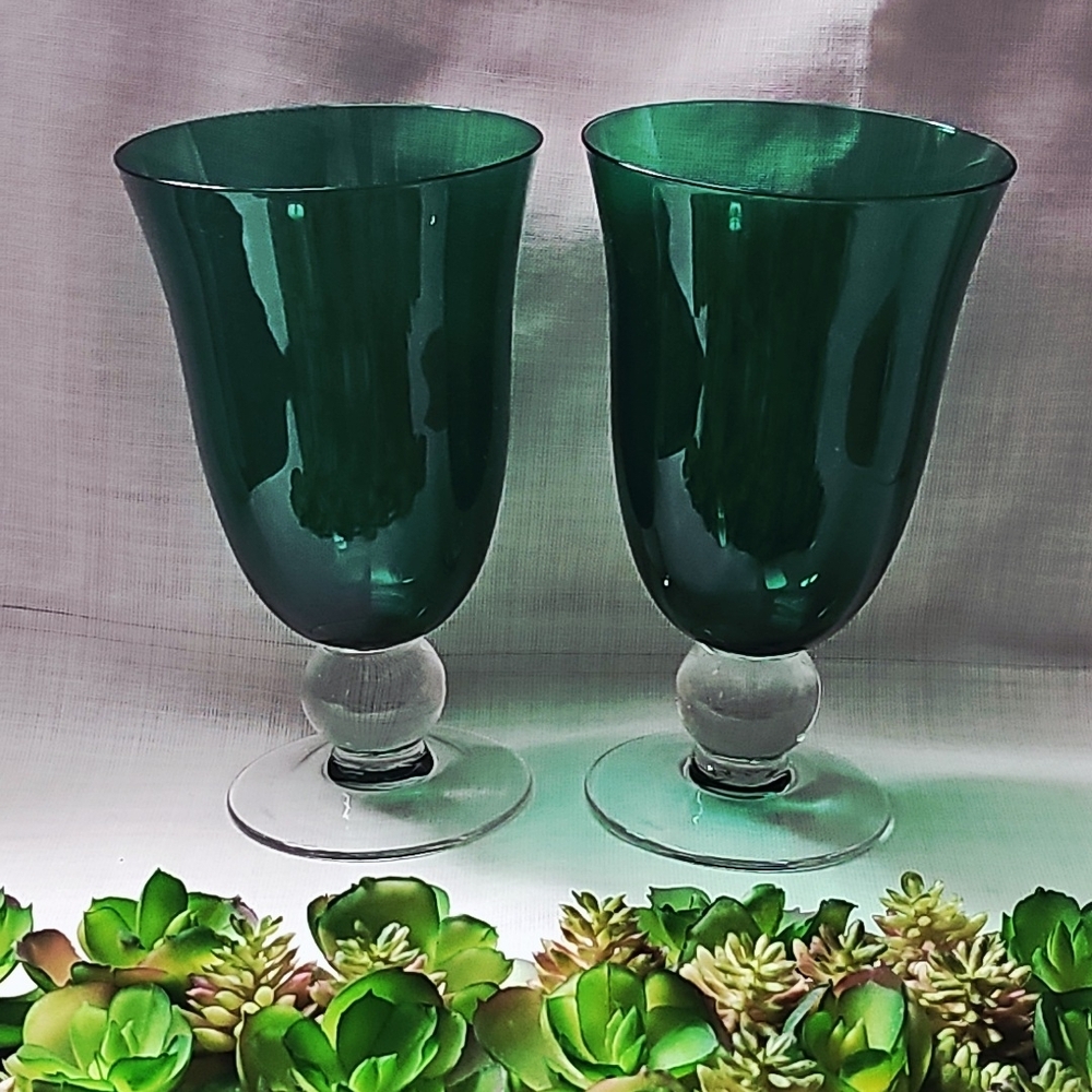 Lenox Holiday Gems Emerald Green Wine Glass Goblets, Set Of 2